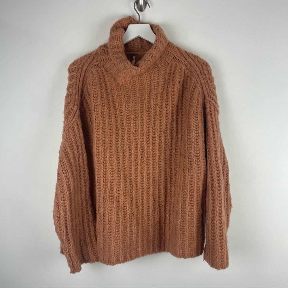 Free People Womens Big Easy Cowl Neck Pullover Sweater, Pink, X-Small